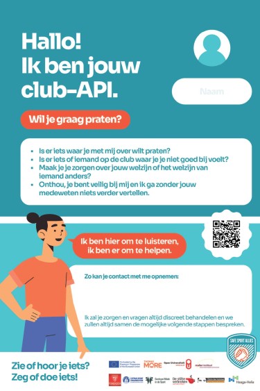 Poster met de woorden: Hallo! Ik ben jouw club-API.
