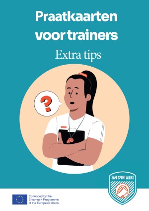 Trainer met clipboard vast. Praatkaarten voor trainers.